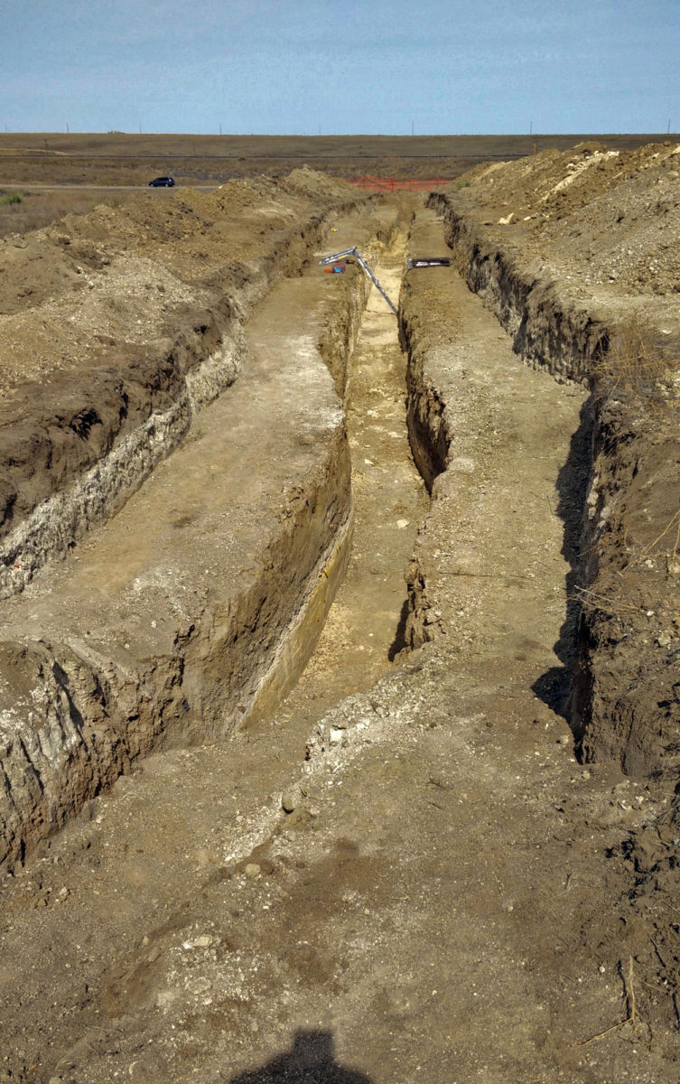  A prior trench on the Cheraw fault, near Haswell, Colorado, in 2016. Photo credit: Matthew Morgan for the CGS.