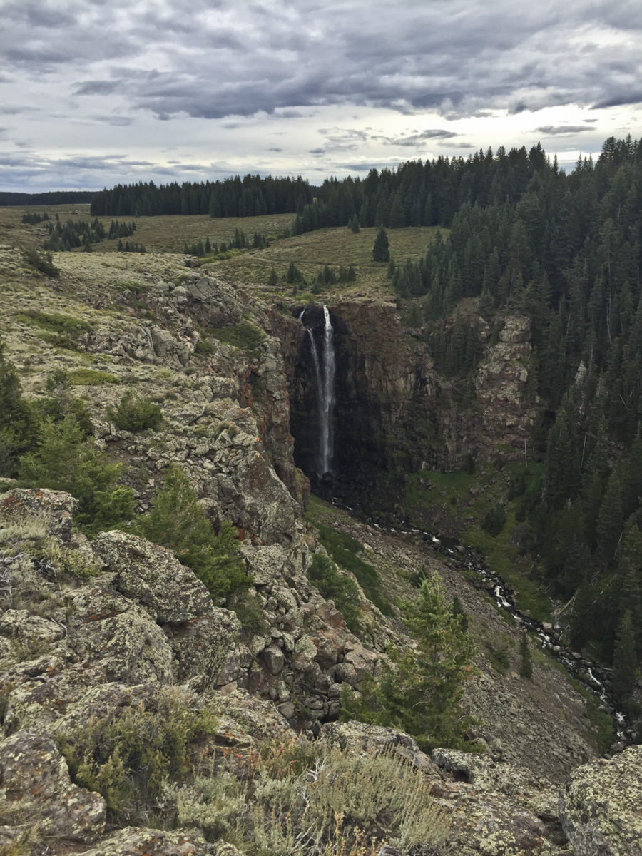 Whitewater Falls along Whitewater Creek, cascades off the Miocene basalt caprock of Grand Mesa at Lands End, August 2017. Photo credit: Martin Palkovic for the CGS