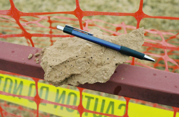 Sample of the loess from the wall of the sinkhole. Photo credit: Jon White for the CGS.
