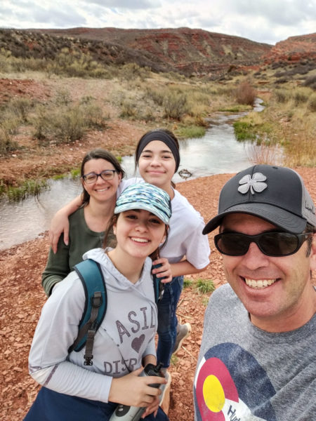 Matt with his family on a hike in Red Mountain Open Space, Larimer County, Colorado, April 2020. Photo credit: Matt Morgan.