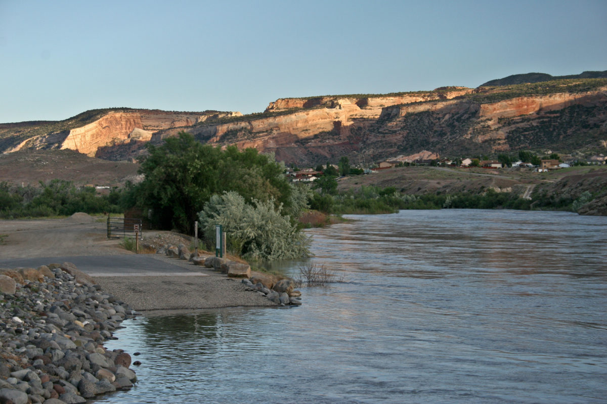 The Colorado River as it leaves the state, at the James M. Robb State Park in Fruita, Colorado, during spring high water, May 2005. Photo credit: Jeremy McCreary for the CGS.