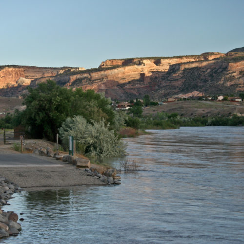 The Colorado River as it leaves the state, at the James M. Robb State Park in Fruita, Colorado, during spring high water, May 2005. Photo credit: Jeremy McCreary for the CGS.