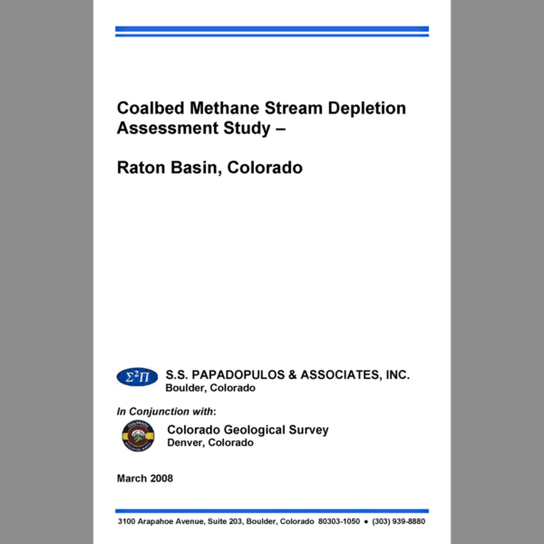 WAT-2008-02 - Coalbed Methane Stream Depletion Assessment Study – Raton Basin, Colorado